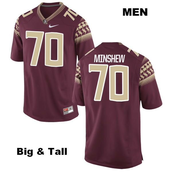 Men's NCAA Nike Florida State Seminoles #70 Cole Minshew College Big & Tall Red Stitched Authentic Football Jersey IUZ4069XP